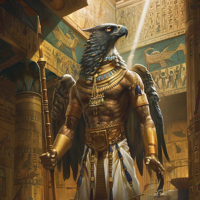 Horus Reborn Solar Deity Concept Art - Mythic Concept Character Design for Creators and Storytellers