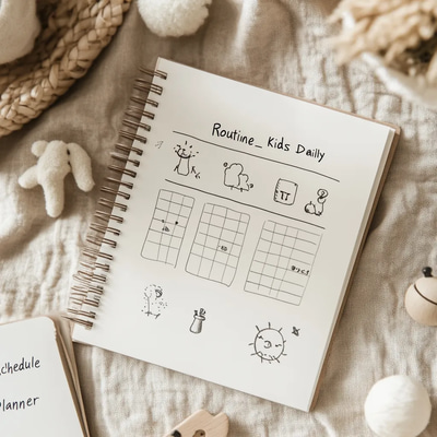 Beige Routine Kids Daily Schedule Planner - Organized Meal & Nutrition Planning for Busy Families