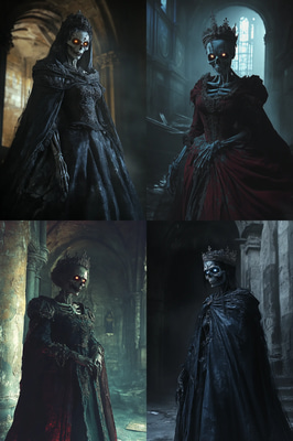 Undead Queen in Decaying Throne Room - Dark Horror Art for Atmospheric Storytelling and Visual Impact