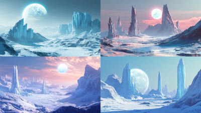 Ice Alien Planet - Ethereal Sci-Fi Alien Worlds Art for Creative and Commercial Projects