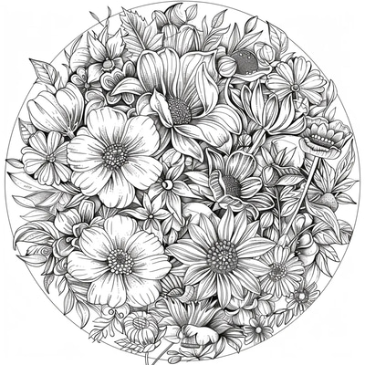 Floral Mandala Coloring - Elegant Botanical Mandala Coloring Pages for Relaxation and Creative Expression