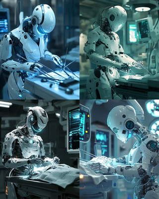 Futuristic Medical Android Treating a Patient - Sci-Fi Robotics Art for Healthcare Innovation and Creative Projects