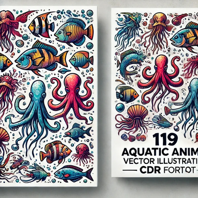 119 Aquatic Animals Vector Illustrations - Vibrant Wildlife Art for Designers and Creative Projects