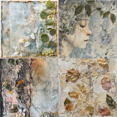 Lace Abstract Mixed Media Art - Vibrant Collage Abstraction for Contemporary Art Lovers and Creators