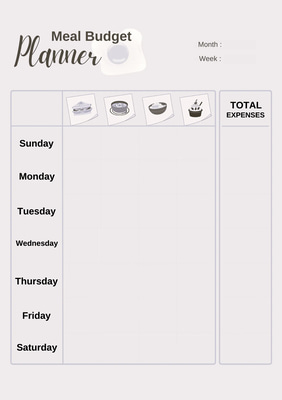Meal Budget Planner - Sunny Yellow Warm Design - Streamlined Meal & Health Planning for Active Lifestyles