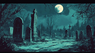 Ancient Haunted Graveyard - Digital Dark Fantasy Art for Immersive Horror & Gothic Creators 2025