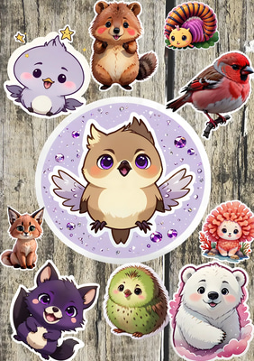 10+ Tiny Paws Baby Animal Set - Charming Hand-Drawn Pet Stickers for Creative Designers and Animal Lovers