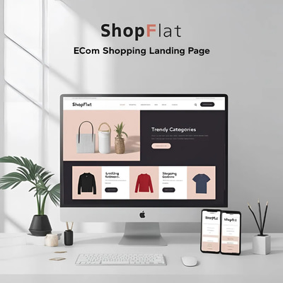 ShopFlat - eCom Shopping Landing Page - Sleek Modern Landing Page Template for E-commerce Brands and Online Stores 2025