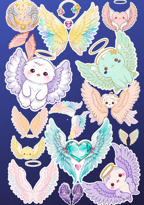 10+ Angelic Wings Classic Sticker Pack - Timeless Angel & Fairy Wing Designs for Creative Projects and Personal Use