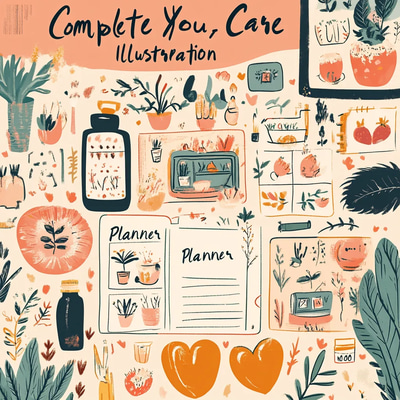 Complete You Self Care Illustration Planner - Wellness-Focused Artistic Organizer for Personal Growth and Mindful Living