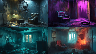 Room With Melting Walls Art - Atmospheric Psychological Horror Digital Artwork for Dark Art Enthusiasts and Creators