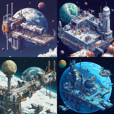 Orbiting Space Station Pixel Art - Isometric Pixel Art for Game Developers and Digital Creators