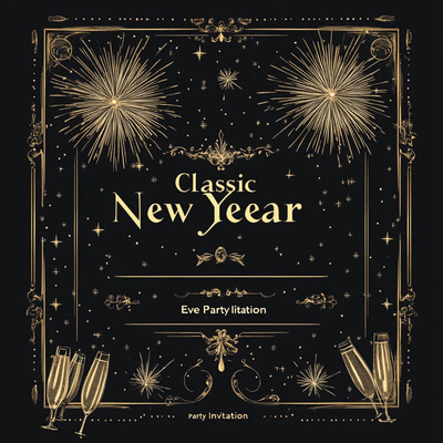 Classic New Year Eve Party Invitation - Elegant Festive Template for Memorable Celebrations and Event Branding