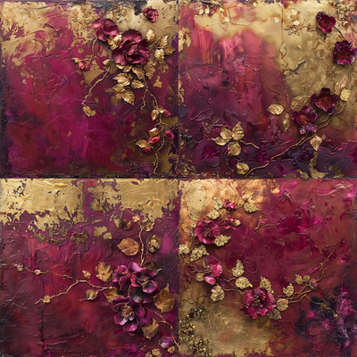 Burgundy Gold Rich Color Field - Elegant Abstract Color Field Art for Sophisticated Interiors and Creative Spaces