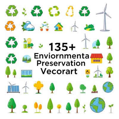 125+ Environmental Preservation Vectors - Eco Clipart Set for Sustainable Design and Creative Projects