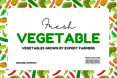 Fresh Veggie Label Green White Pattern - Clean & Vibrant Retail Label Templates for Professional Packaging Design
