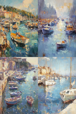 Lively Harbor Scene Impressionist - Vibrant Impressionist Painting for Artistic Decor and Creative Inspiration