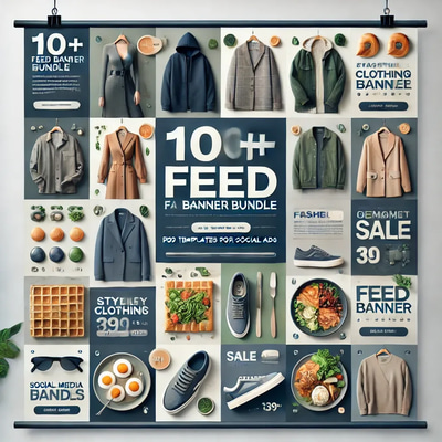 100+ Feed Banner Bundle - PSD Templates for Social Ads - Versatile Multi-Platform Social Media Ad Templates for Marketers and Brands