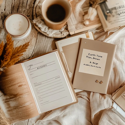 Earth Tone Plan Brown & Beige Academic Suite - Calming Study & Planner Templates for Organized Academic Success