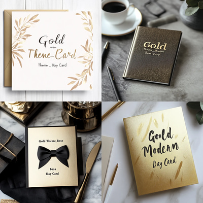 Gold Theme Modern Boss Day Card - Elegant Leadership Appreciation Greeting for Professional Success Recognition