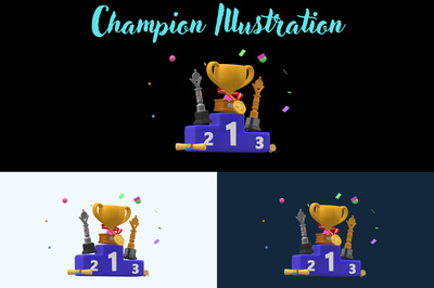 Champion Achievement Illustration - High-Impact 3D Template for Dynamic Visual Storytelling and Branding