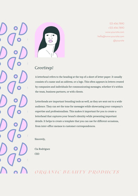 Classic Letterhead - White with Organic Shapes - Timeless Professional Stationery for Business Branding and Corporate Communication