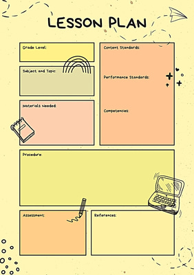 Colorful Doodle Themed Lesson Plan - Vibrant Educational Templates for Engaging Course Materials and Training Sessions