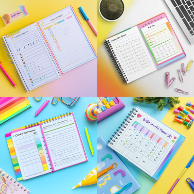 Bright Steps Colorful Habit Planner - Vibrant A4 Self-Care & Productivity Organizer for Mindful Daily Growth