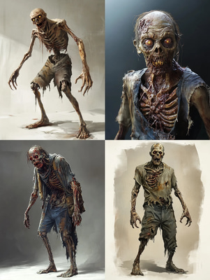Decaying Zombie Art - Dark Horror Character Illustrations for Creative Visuals and Storytelling
