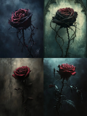 Dark Velvety Gothic Rose - Romantic Horror Wall Art for Dramatic Interiors and Creative Spaces