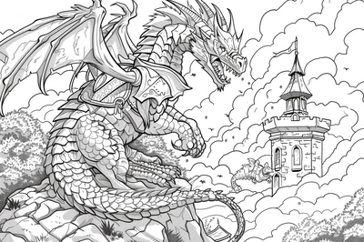 Knight Battle Coloring - Fantasy Coloring Pages for Creative Relaxation and Artistic Expression