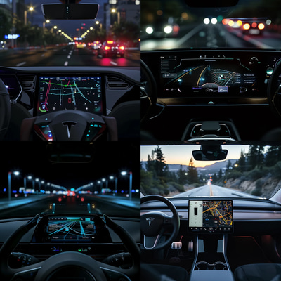 AutoHUD Autonomous Vehicle Interface - Futuristic Concept Art for Tech Designers and Innovators