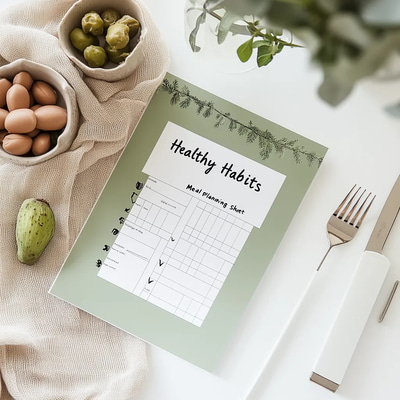 Healthy Habits Meal Planning Sheet - Streamlined Nutrition Organizer for Balanced Eating and Lifestyle Success