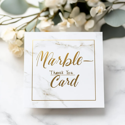 Marble Thank You Card - Elegant Gratitude Note Template for Personal and Professional Use