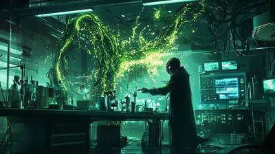 Bio-Engineered Scientist - Futuristic Biopunk Art for Sci-Fi Creators and Digital Storytelling