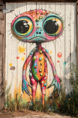 Cute Quirky Alien Graffiti Art - Vibrant Street Art Characters for Urban Creators and Visual Storytelling