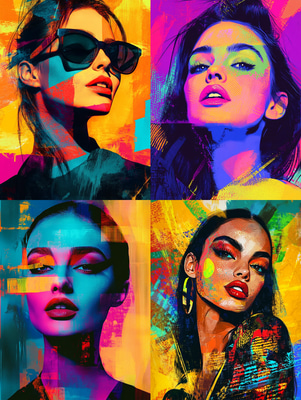 Bright Pop Art Style Digital Portrait of a Woman - Vibrant Contemporary Digital Portrait for Creatives and Collectors