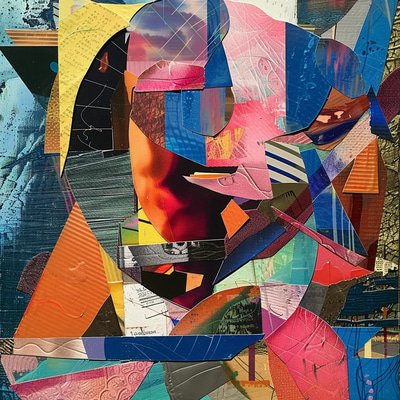 Magazine Cut-Out Abstract Collage - Vibrant Mixed Media Abstract Art for Creative Designers and Visual Storytellers