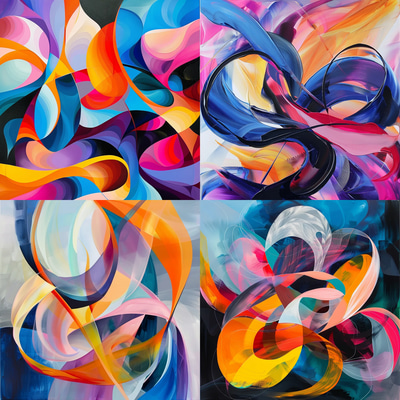 Lyrical Abstract Fluid Intertwining Forms - Expressive Abstract Art for Contemporary Creative Spaces