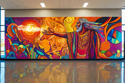 Elderly Struggle Mural Art - Expressive Political & Social Commentary Graffiti for Urban Creatives