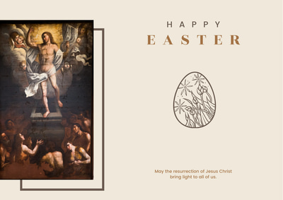 Brown Minimalist Happy Easter Card - Elegant Seasonal Invitation Design for Personal and Business Use