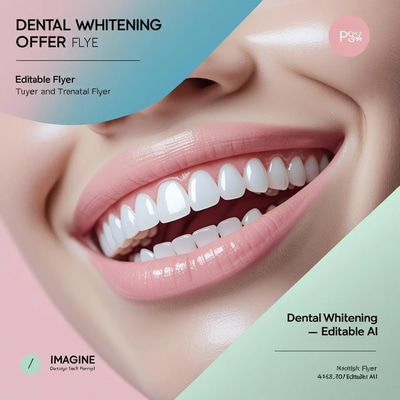 Dental Whitening Service Flyer AI PNG - Clean, Modern Marketing Flyer for Health & Wellness Promotions