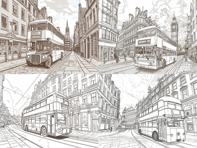 Double-Decker Bus Coloring - Creative Transportation Coloring Pages for Kids & Art Enthusiasts