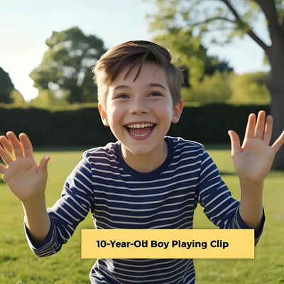 10-Year-Old Boy Playing Clip - Dynamic Sports & Fitness Stock Video for Engaging Visual Content