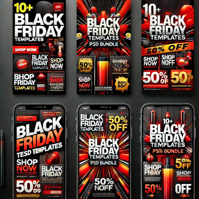 10+ Black Friday Templates - PSD Bundle - Versatile Multi-Platform Ad Designs for Impactful Social Campaigns