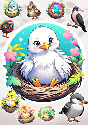 10+ Tropical Wings Bird Set - Vibrant Animal Sticker Collection for Creative Personal and Commercial Use