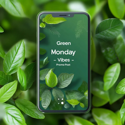 Green Monday Vibes WhatsApp Promo Post - Vibrant Social Media Template for Engaging Brand Messaging and Campaigns