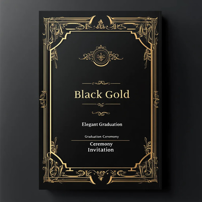 Black Gold Elegant Graduation Ceremony Invitation - Sophisticated, Customizable Card Design for Memorable Graduation Celebrations