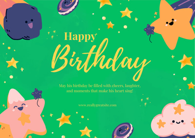 Cute Illustrative Birthday Greeting Card - Charming Hand-Drawn Birthday Wishes for Personal and Business Celebrations