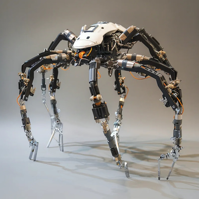 ArachnoFix Nano-Repair Crawler Concept - Futuristic Mechanical Robotics Art for Designers and Innovators